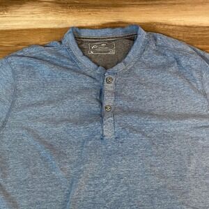 Eddie Bauer Mens XL Blue Heathered Long Sleeve Henley Shirt Cotton Blend